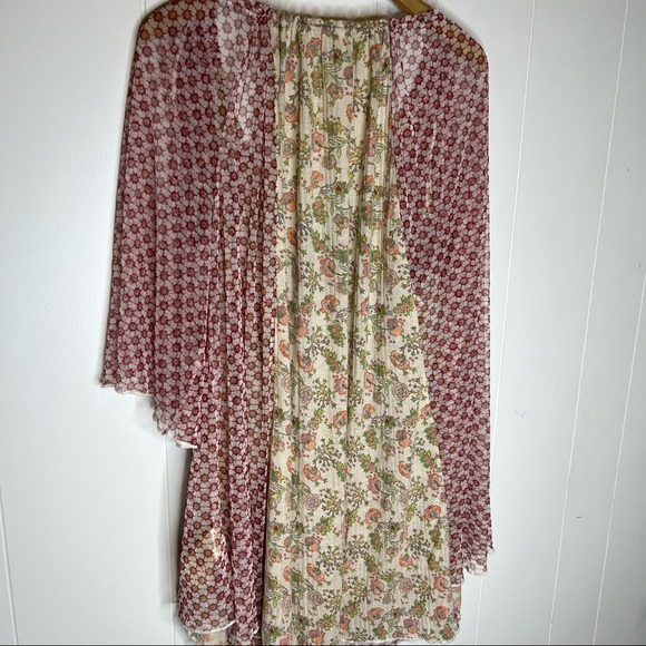 Free People Because I Love You Top Sheer Oversized Mix match print Sz L - Picture 8 of 8